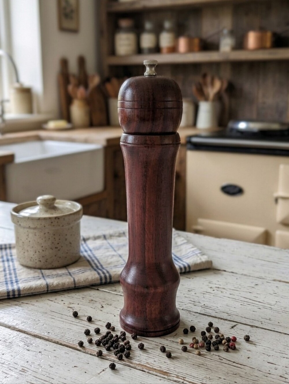 Hand-Turned Mid-Century Bloodwood Pepper Mill